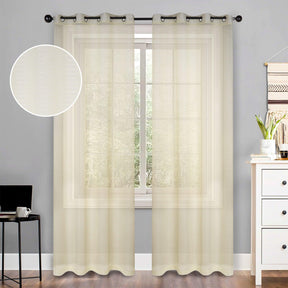 Jackson Striped Sheer Window Curtain Panels, Set of 2 - Sheer Curtains by Superior