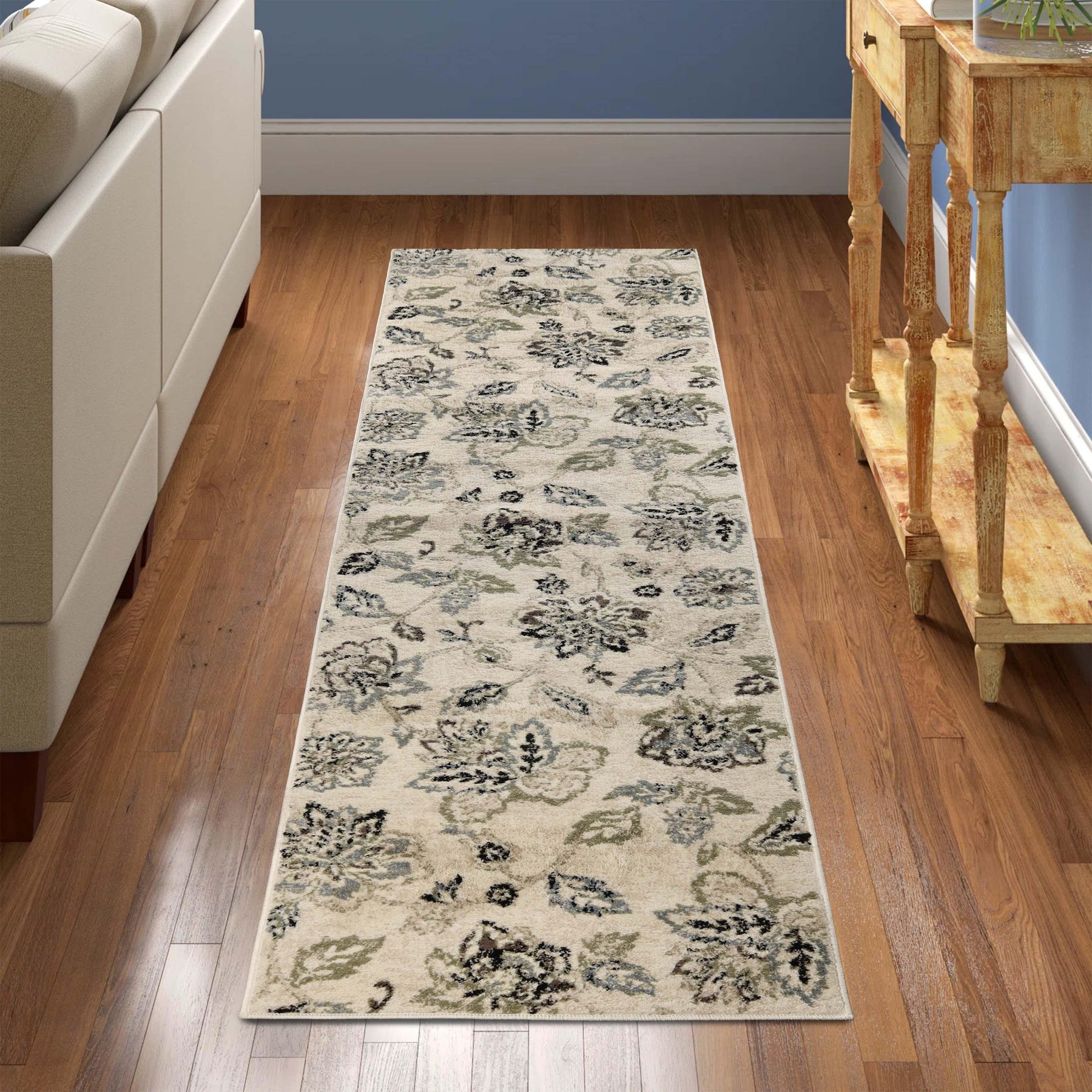 Jacobean Floral Modern Farmhouse Indoor Area Rug or Runner Rug - Rugs by Superior