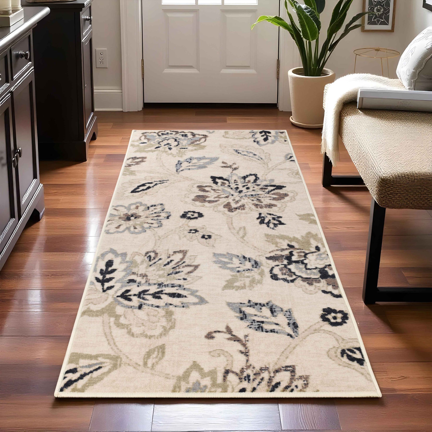 Jacobean Floral Modern Farmhouse Indoor Area Rug or Runner Rug - Rugs by Superior