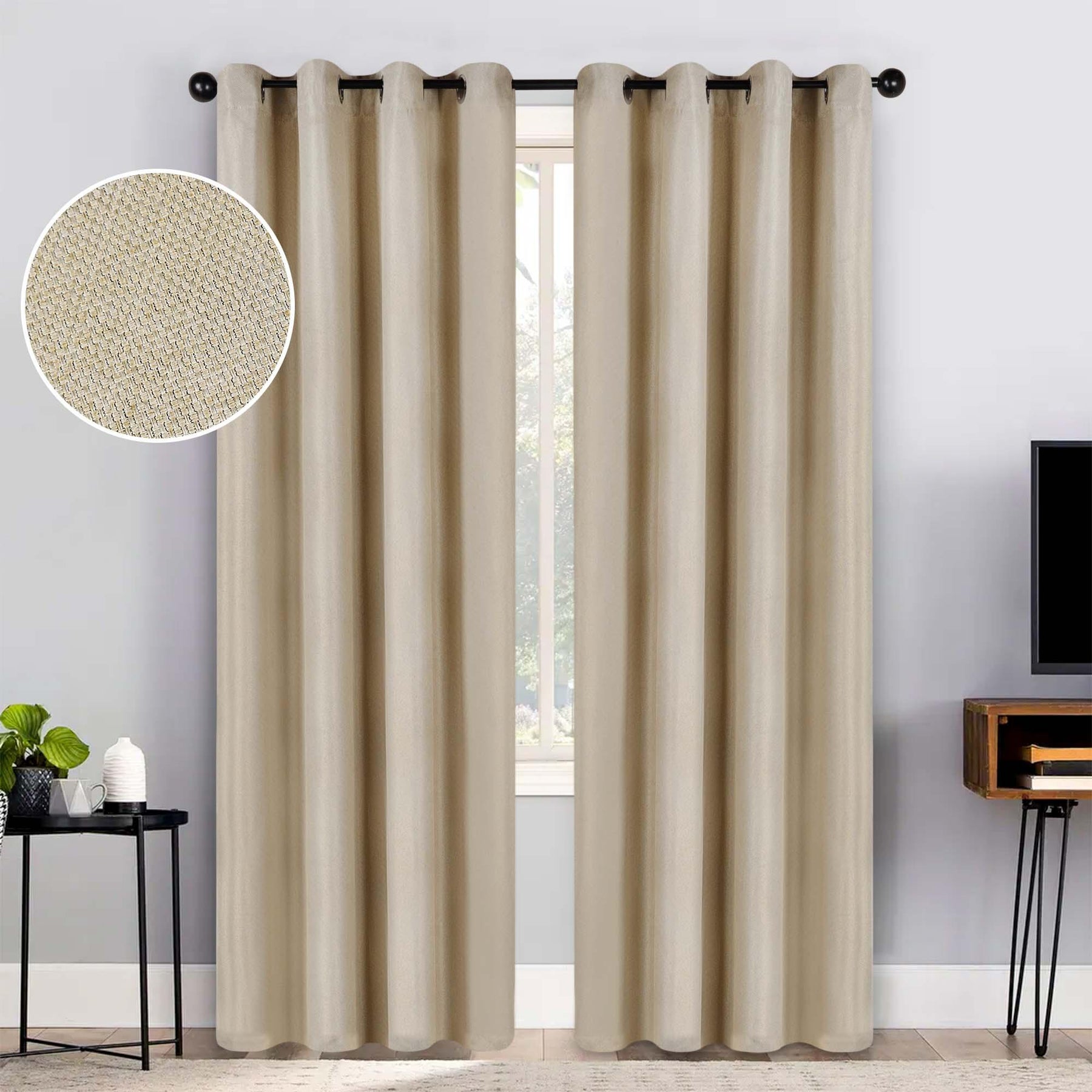 Jaxon Textured Blackout Curtain Set of 2 Panels - Blackout Curtains by Superior