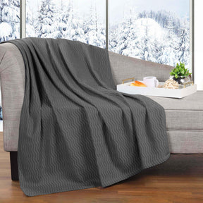 Jena Cotton Textured Chevron Lightweight Woven Blanket - Blanket by Superior