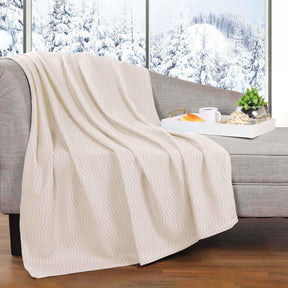 Jena Cotton Textured Chevron Lightweight Woven Blanket - Blanket by Superior