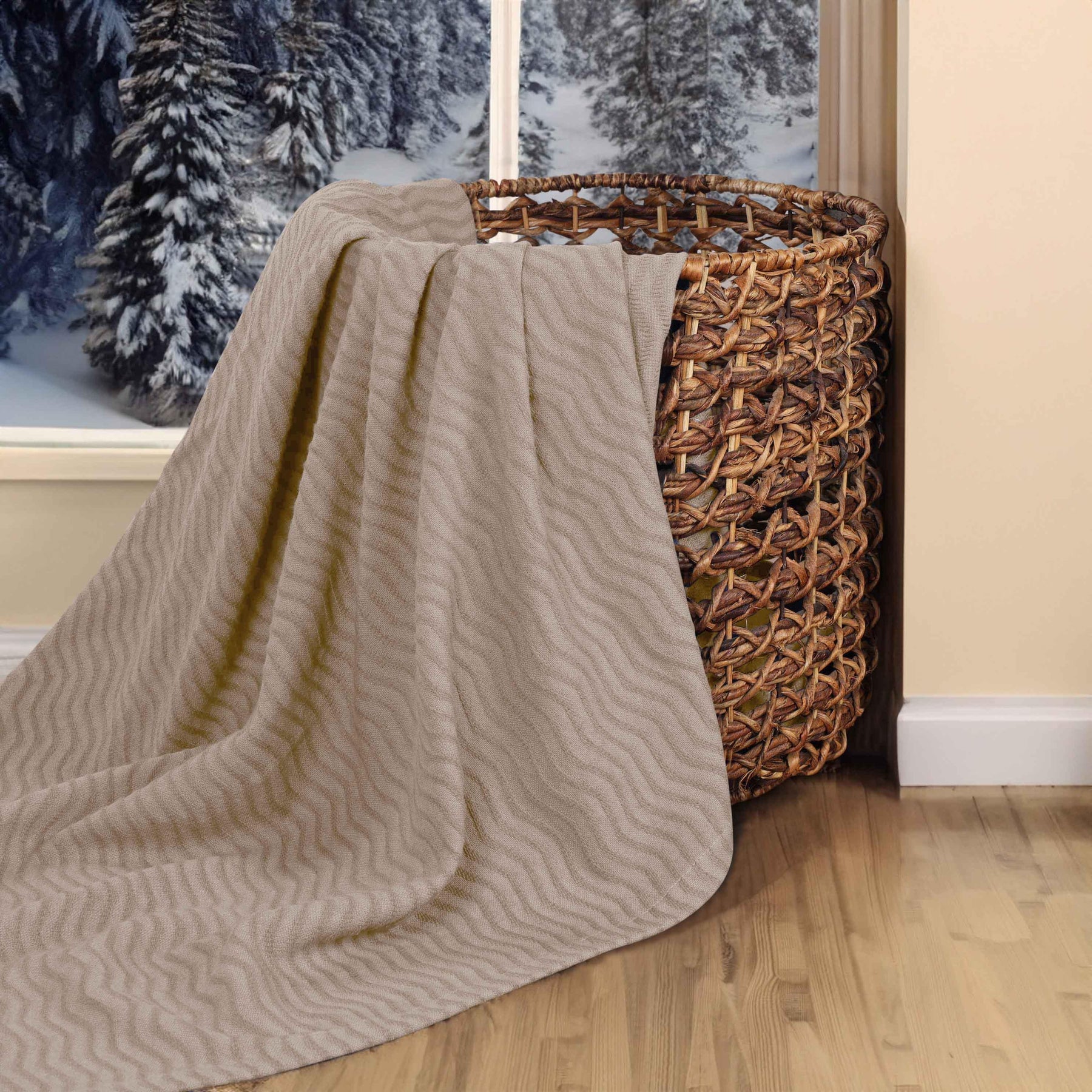 Jena Cotton Textured Chevron Lightweight Woven Blanket - Blanket by Superior