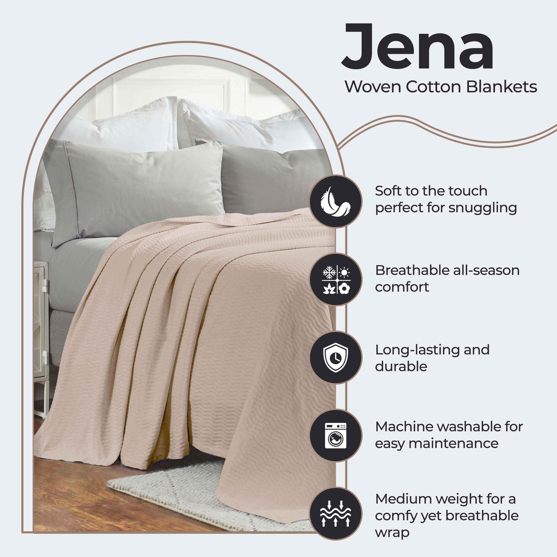 Jena Cotton Textured Chevron Lightweight Woven Blanket - Blanket by Superior