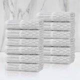 Juno Cotton Blend Checkered Ribbed Border Face Towels Washcloths, Set of 12 - Face Towel by Superior