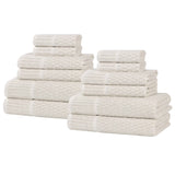 Juno Cotton Blend Textured Checkered Ribbed Border 12 Piece Towel Set - Towel Set by Superior