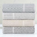 Juno Cotton Blend Textured Checkered Ribbed Border 12 Piece Towel Set - Towel Set by Superior