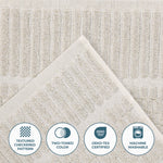 Juno Cotton Blend Textured Checkered Ribbed Border 12 Piece Towel Set - Towel Set by Superior