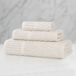 Juno Cotton Blend Textured Checkered Ribbed Border 3 Piece Towel Set - Towel Set by Superior