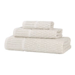 Juno Cotton Blend Textured Checkered Ribbed Border 3 Piece Towel Set - Towel Set by Superior