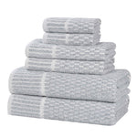 Juno Cotton Blend Textured Checkered Ribbed Border 6 Piece Towel Set - Towel Set by Superior