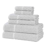 Juno Cotton Blend Textured Checkered Ribbed Border 6 Piece Towel Set - Towel Set by Superior