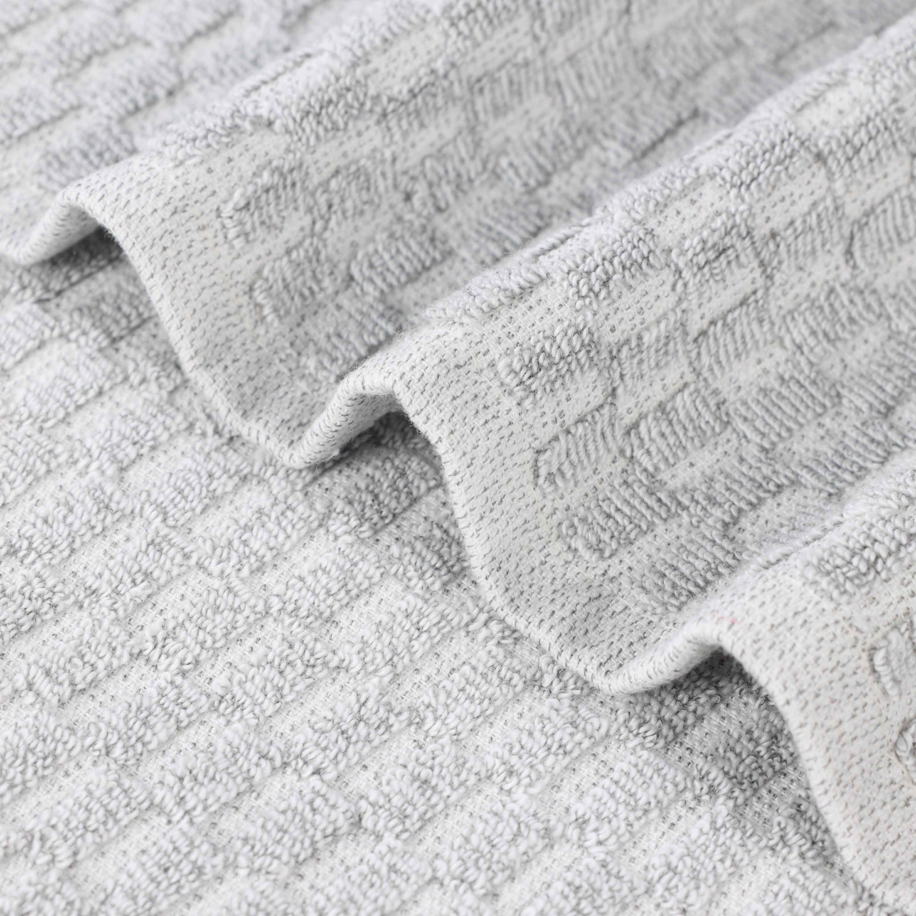 Juno Cotton Blend Textured Checkered Ribbed Border 6 Piece Towel Set - Towel Set by Superior