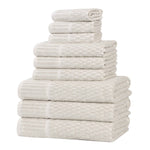 Juno Cotton Blend Textured Checkered Ribbed Border 9 Piece Towel Set - Towel Set by Superior