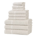 Juno Cotton Blend Textured Checkered Ribbed Border 9 Piece Towel Set - Towel Set by Superior