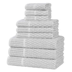 Juno Cotton Blend Textured Checkered Ribbed Border 9 Piece Towel Set - Towel Set by Superior