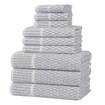 Juno Cotton Blend Textured Checkered Ribbed Border 9 Piece Towel Set - Towel Set by Superior