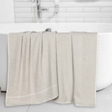 Juno Cotton Blend Textured Checkered Ribbed Border Bath Sheets, Set of 2 - Bath Sheet by Superior