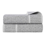 Juno Cotton Blend Textured Checkered Ribbed Border Bath Sheets, Set of 2 - Bath Sheet by Superior