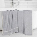 Juno Cotton Blend Textured Checkered Ribbed Border Bath Sheets, Set of 2 - Bath Sheet by Superior