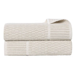 Juno Cotton Blend Textured Checkered Ribbed Border Bath Sheets, Set of 2 - Bath Sheet by Superior