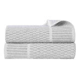 Juno Cotton Blend Textured Checkered Ribbed Border Bath Sheets, Set of 2 - Bath Sheet by Superior