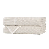 Juno Cotton Blend Textured Checkered Ribbed Border Bath Towels, Set of 2 - Bath Towel by Superior