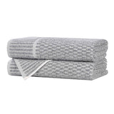 Juno Cotton Blend Textured Checkered Ribbed Border Bath Towels, Set of 2 - Bath Towel by Superior