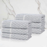 Juno Cotton Blend Textured Checkered Ribbed Border Hand Towels, Set of 6 - Hand Towel by Superior