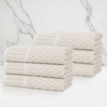 Juno Cotton Blend Textured Checkered Ribbed Border Hand Towels, Set of 6 - Hand Towel by Superior