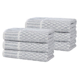 Juno Cotton Blend Textured Checkered Ribbed Border Hand Towels, Set of 6 - Hand Towel by Superior