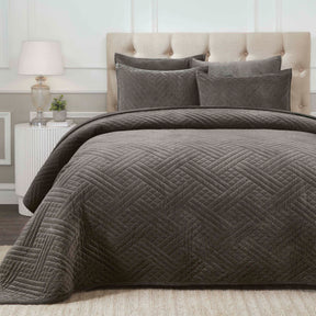 Karina Cotton Velvet Lightweight Geometric Quilt and Pillow Sham Set - Quilt Set by Superior