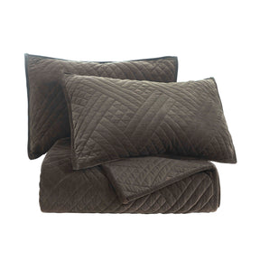 Karina Cotton Velvet Lightweight Geometric Quilt and Pillow Sham Set - Quilt Set by Superior