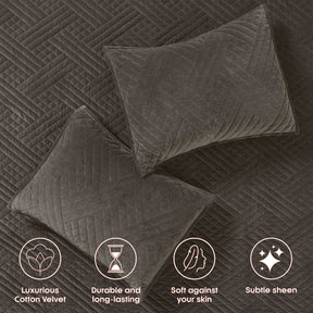 Karina Cotton Velvet Lightweight Geometric Quilt and Pillow Sham Set - Quilt Set by Superior