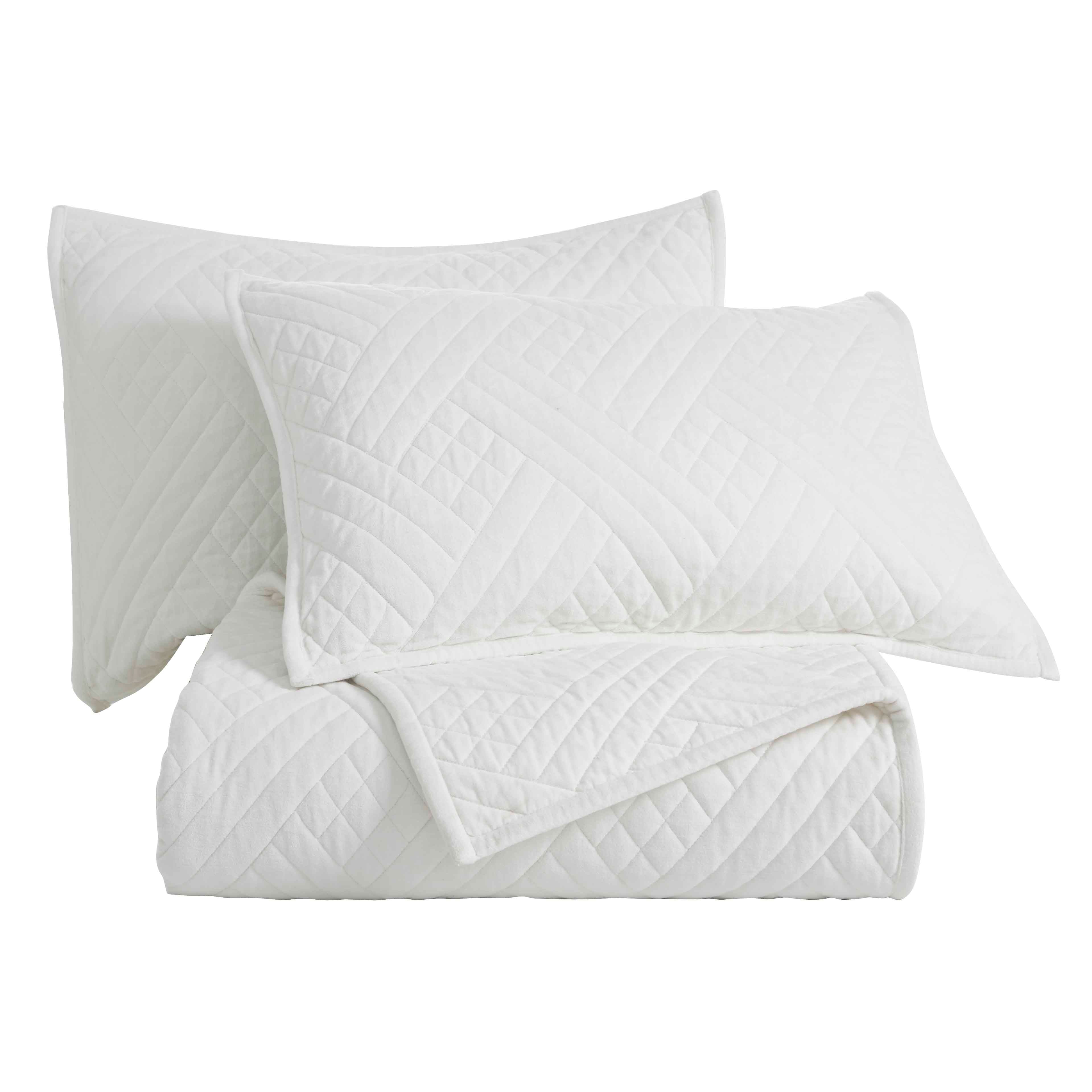 Karina Cotton Velvet Lightweight Geometric Quilt and Pillow Sham Set - Quilt Set by Superior