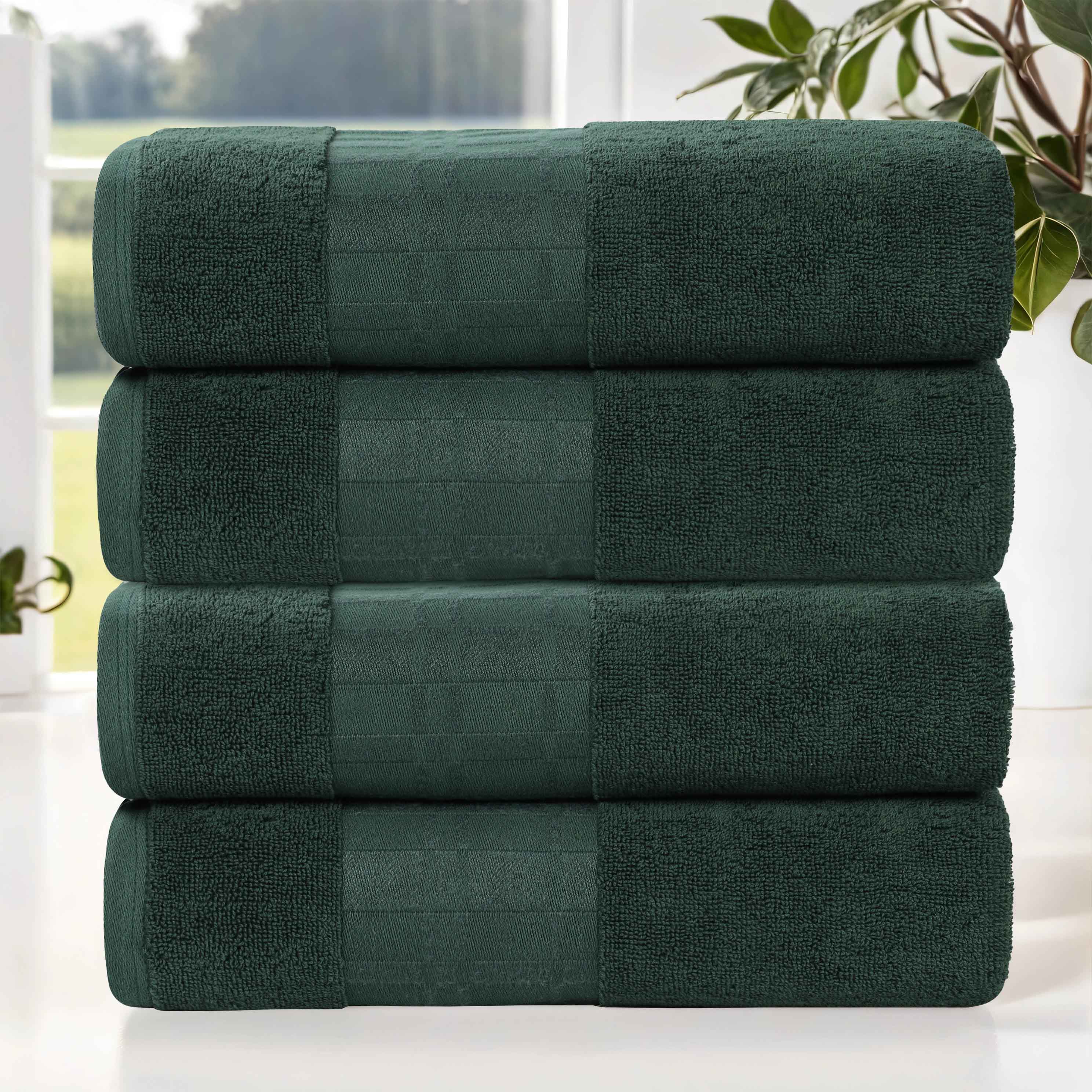 Larissa Cotton Geometric Border Bath Towel Set of 4 - Bath Towel by Superior