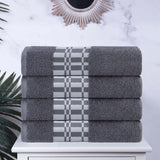 Larissa Cotton Geometric Border Bath Towel Set of 4 - Bath Towel by Superior