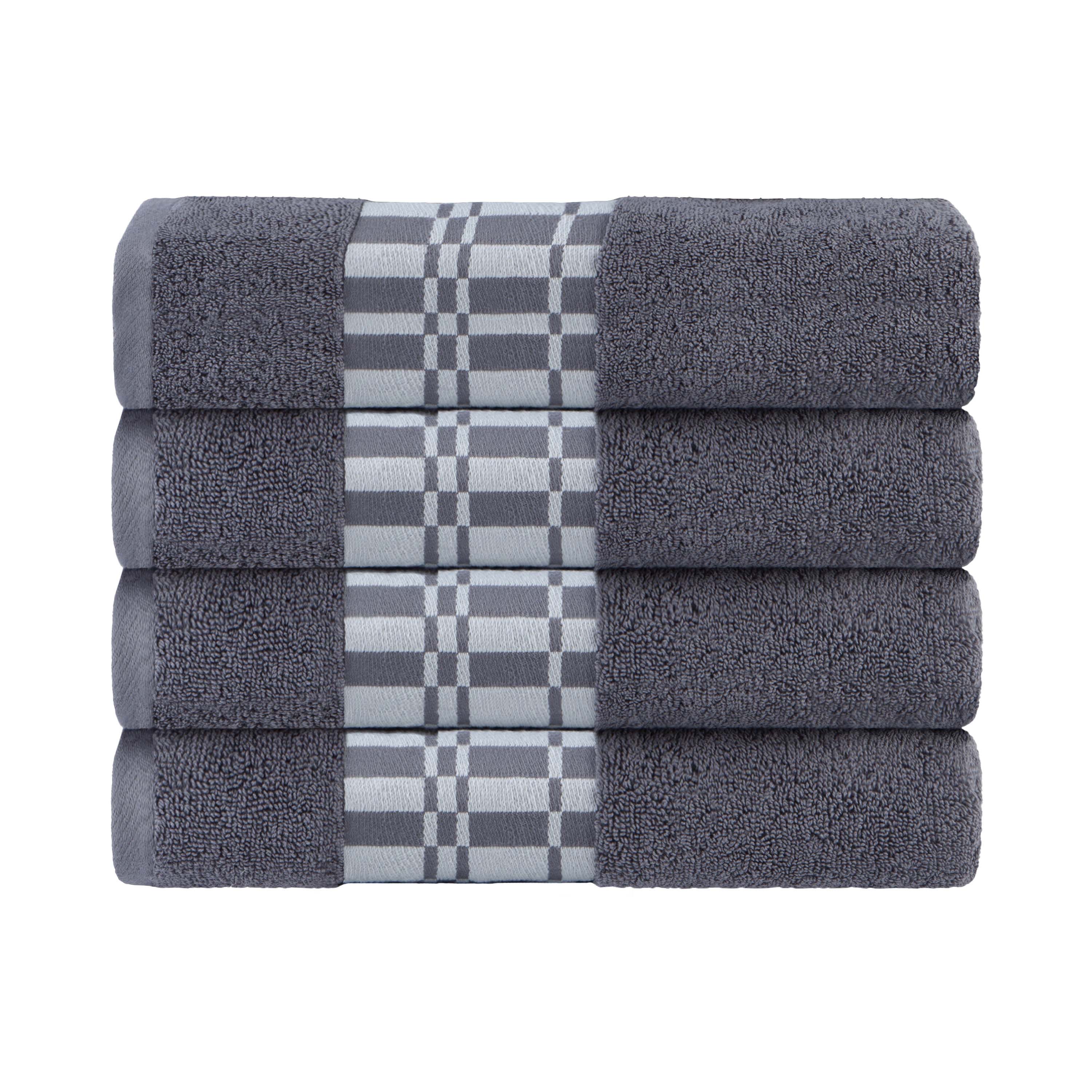 Larissa Cotton Geometric Border Bath Towel Set of 4 - Bath Towel by Superior