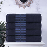 Larissa Cotton Geometric Border Bath Towel Set of 4 - Bath Towel by Superior