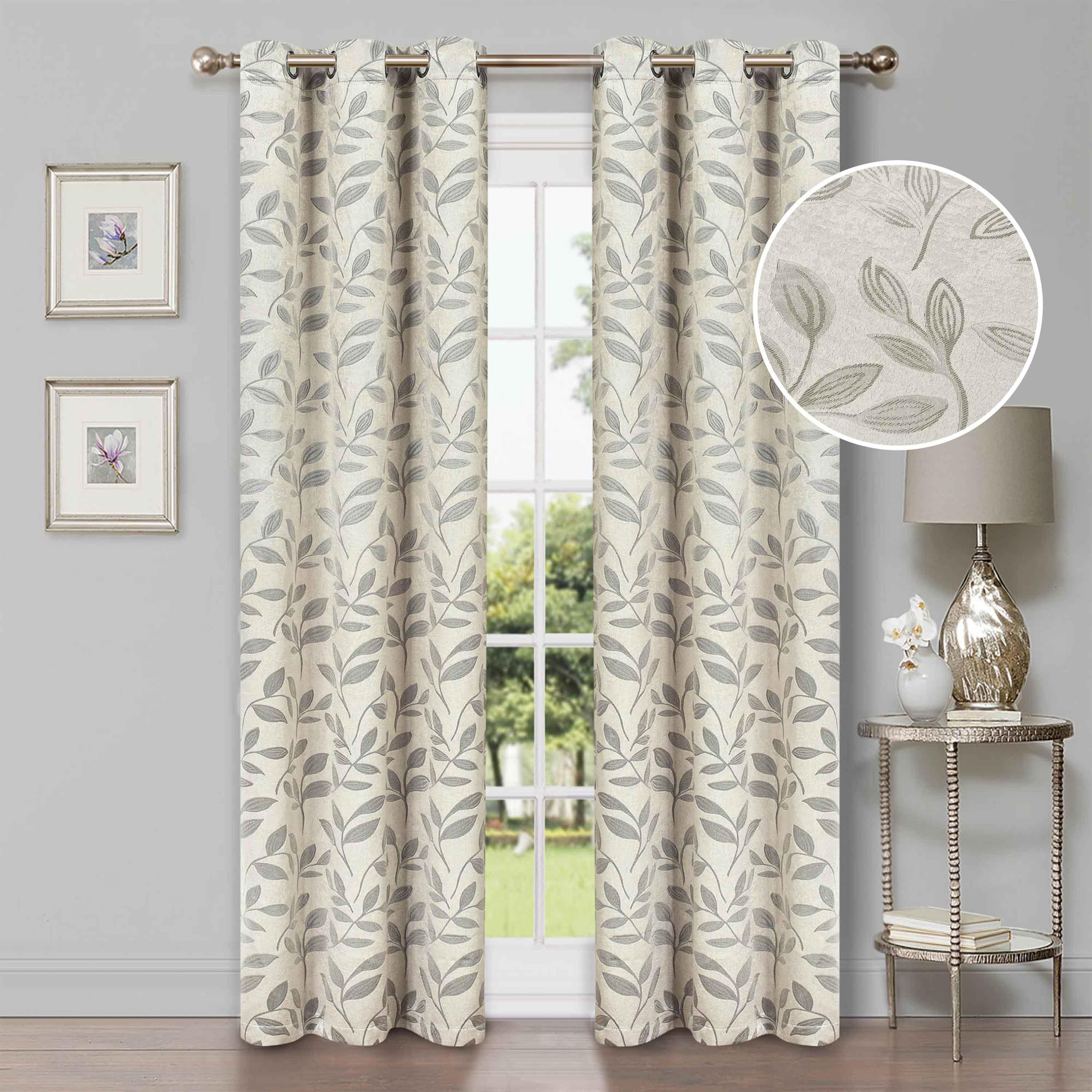 Leaves Machine Washable Room Darkening Blackout Curtains, Set of 2 - Blackout Curtains by Superior