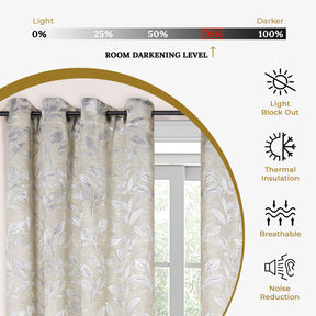 Leaves Machine Washable Room Darkening Blackout Curtains, Set of 2 - Blackout Curtains by Superior