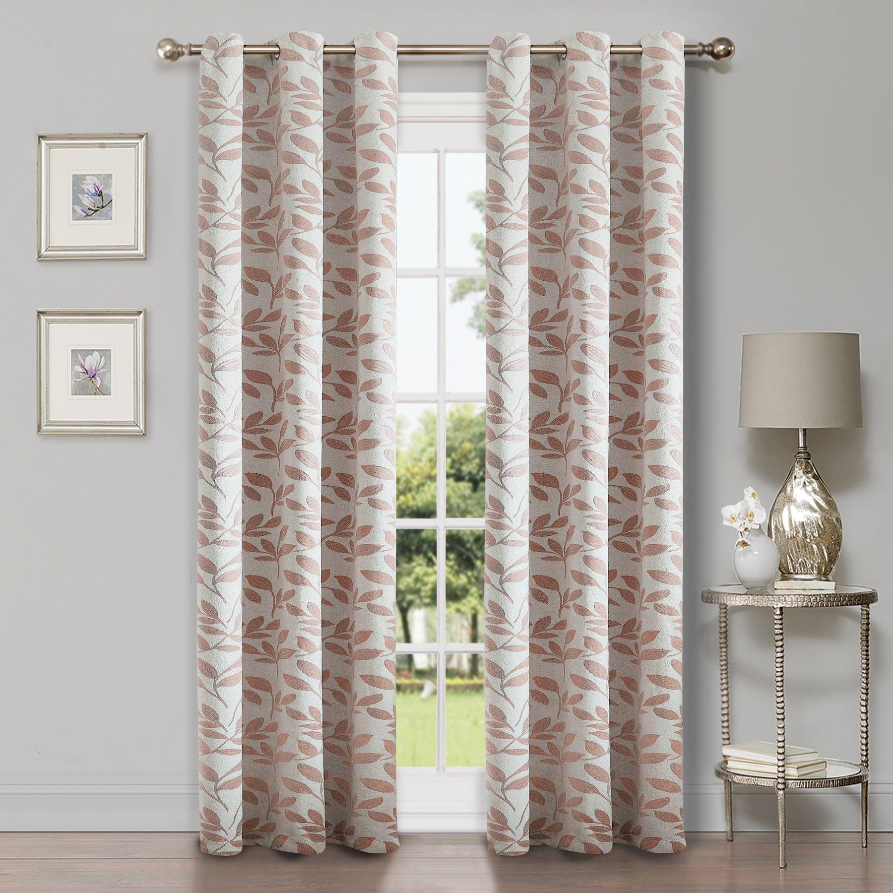 Leaves Machine Washable Room Darkening Blackout Curtains, Set of 2 - Blackout Curtains by Superior