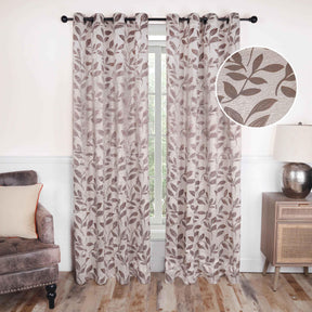 Leaves Machine Washable Room Darkening Blackout Curtains, Set of 2 - Blackout Curtains by Superior