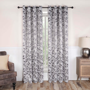 Leaves Machine Washable Room Darkening Blackout Curtains, Set of 2 - Blackout Curtains by Superior