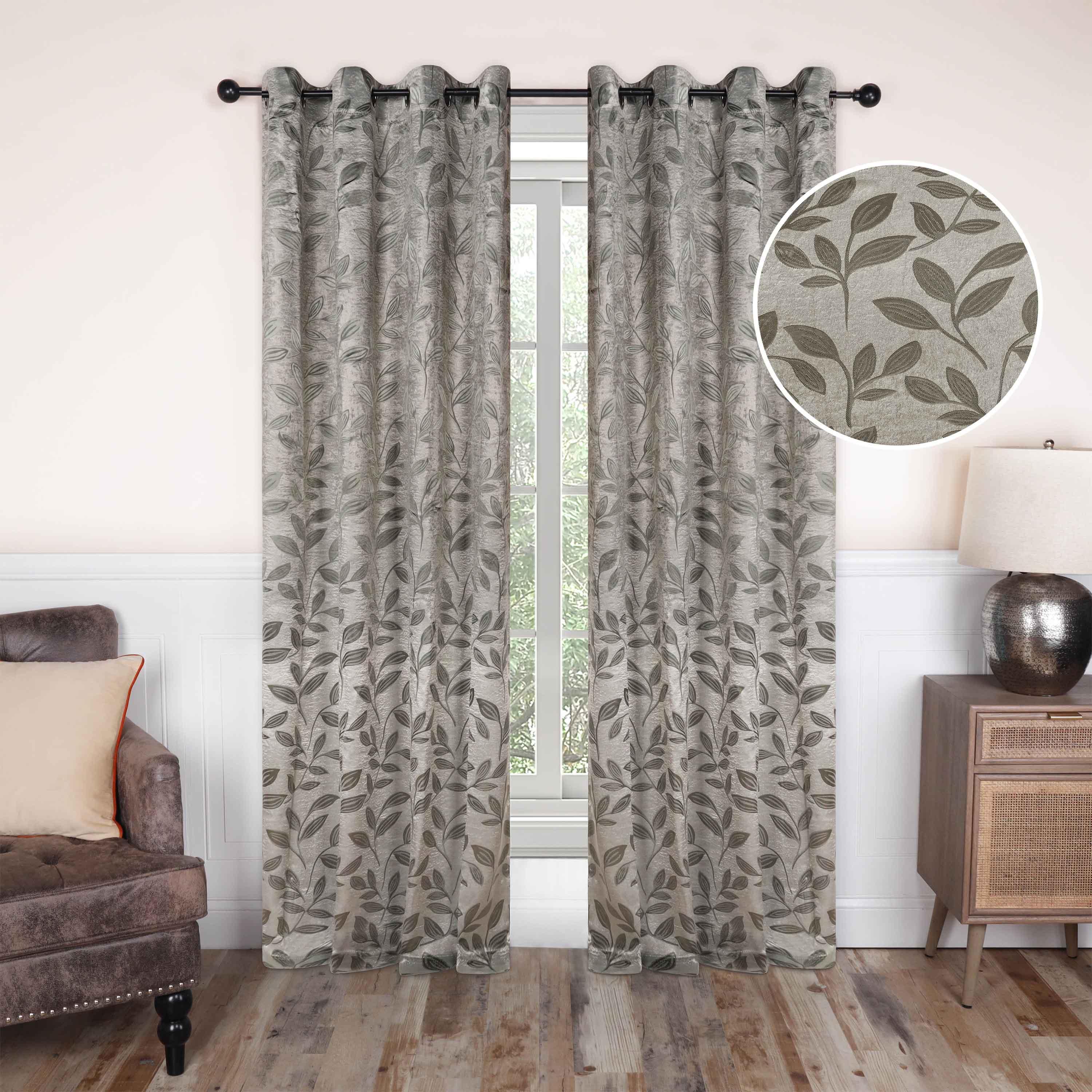 Leaves Machine Washable Room Darkening Blackout Curtains, Set of 2 - Blackout Curtains by Superior