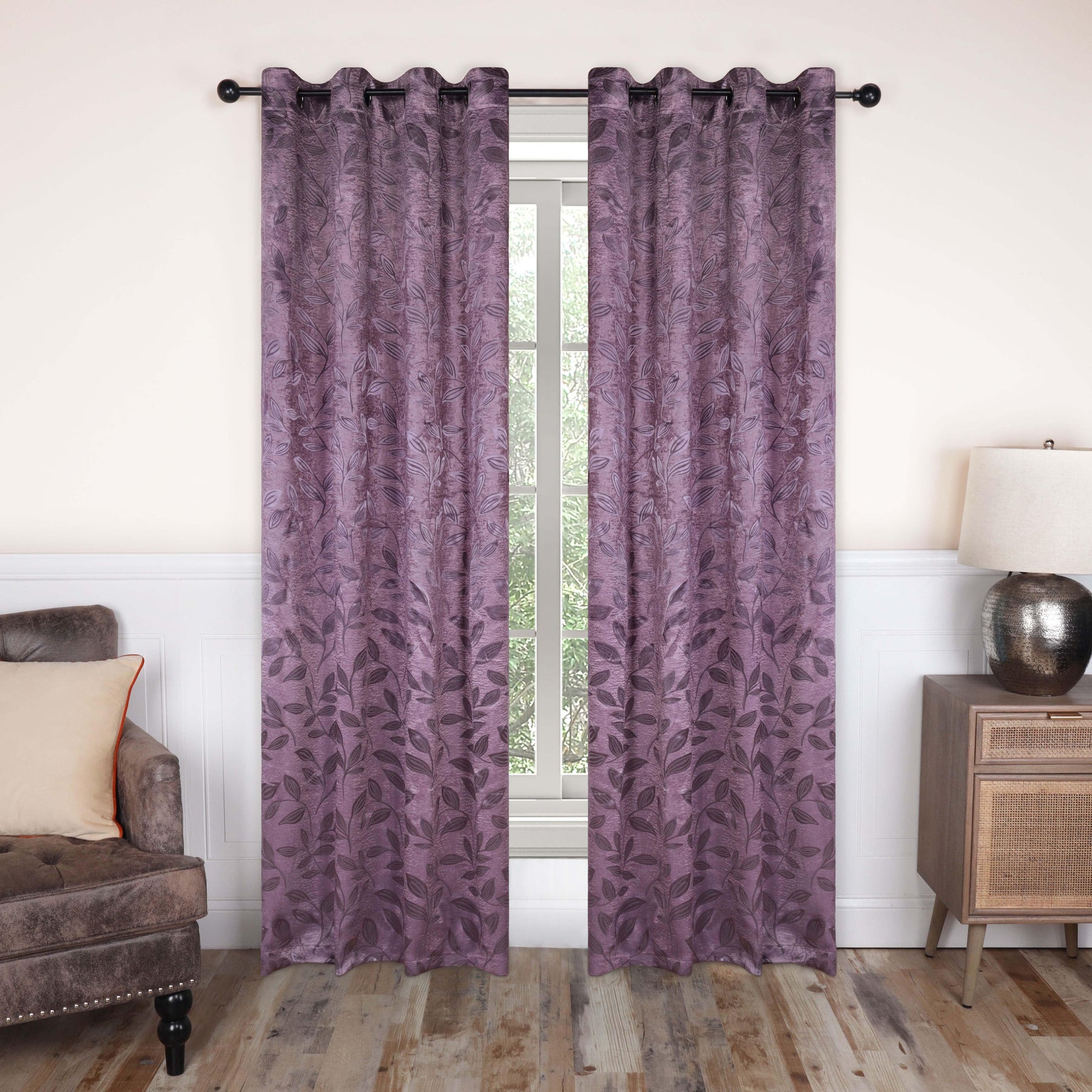 Leaves Machine Washable Room Darkening Blackout Curtains, Set of 2 - Blackout Curtains by Superior