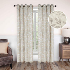 Leaves Machine Washable Room Darkening Blackout Curtains, Set of 2 - Blackout Curtains by Superior