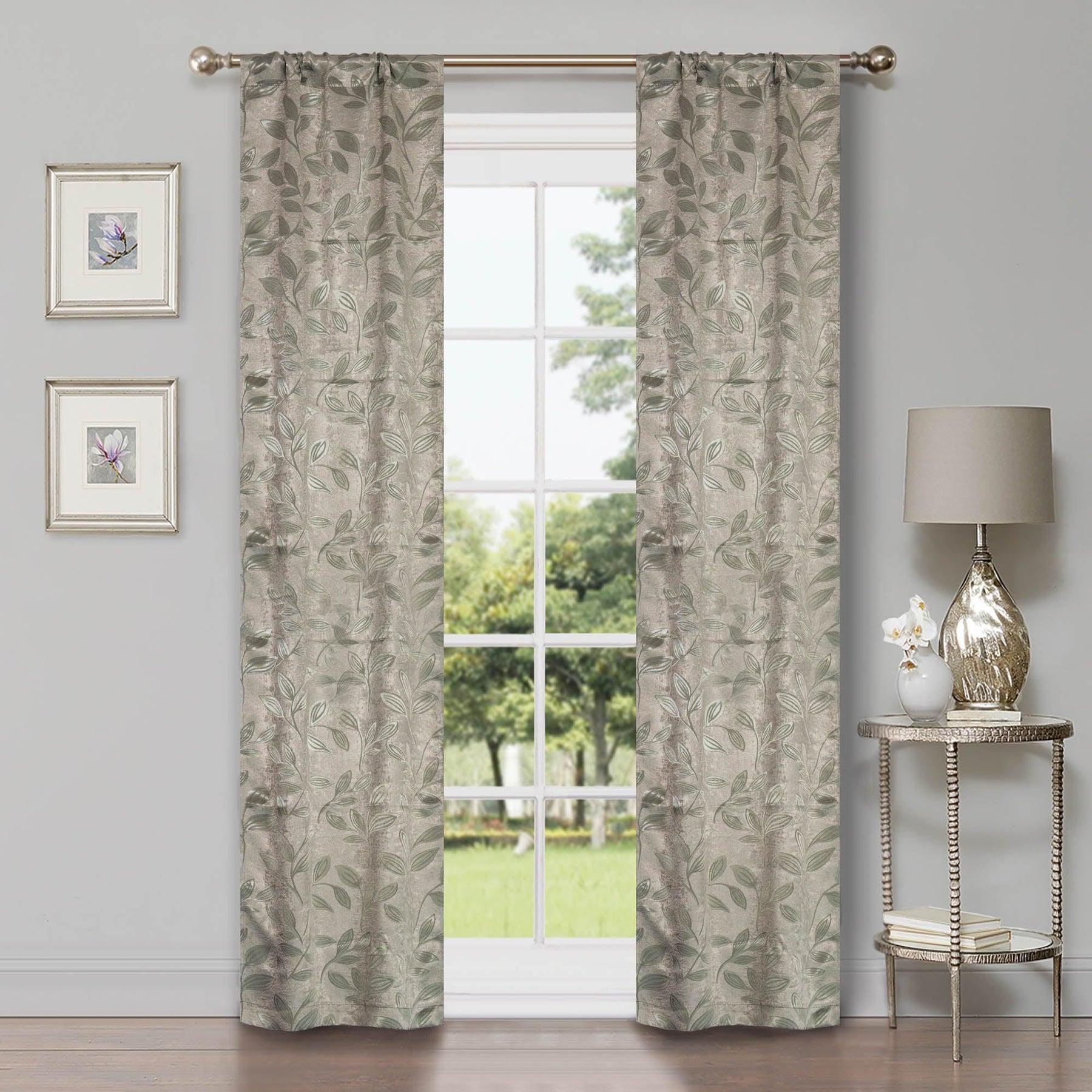 Leaves Machine Washable Room Darkening Blackout Curtains, Set of 2 - Blackout Curtains by Superior