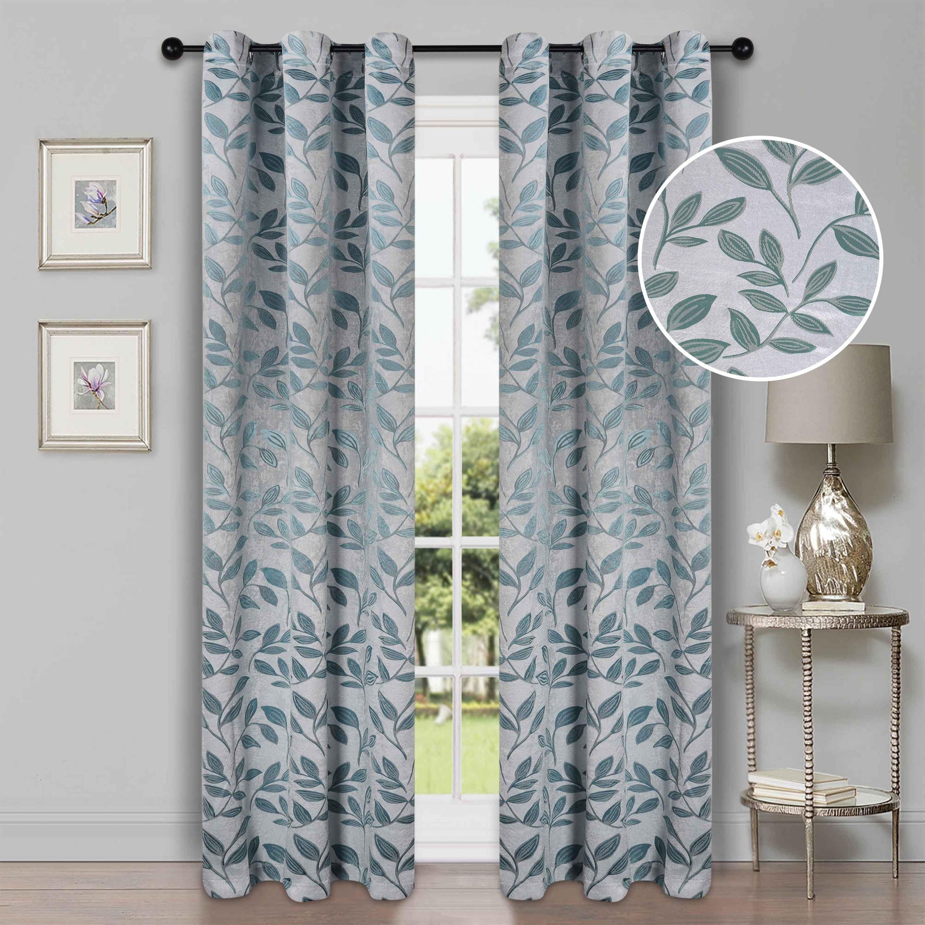 Leaves Machine Washable Room Darkening Blackout Curtains, Set of 2 - Blackout Curtains by Superior