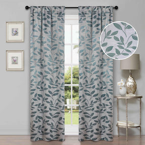 Leaves Machine Washable Room Darkening Blackout Curtains, Set of 2 - Blackout Curtains by Superior